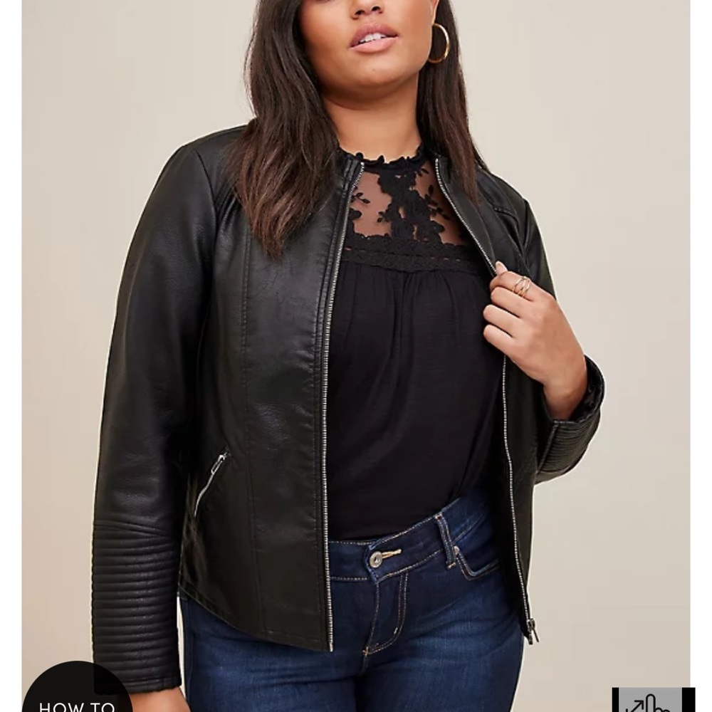 BNWOT  faux leather motto jacket.